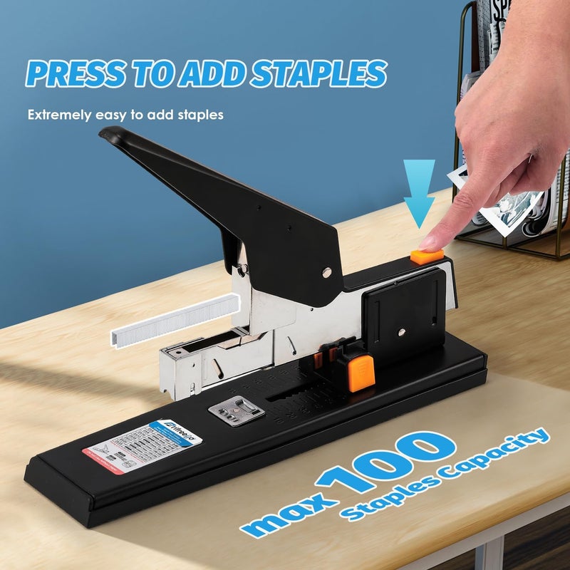 Frifreego Heavy Duty Stapler 210 Sheets Capacity, Effortless Office School Stapler with Adjustable Stapling Width of 60mm (2.36") with 4000 Staples, Black - Image 3